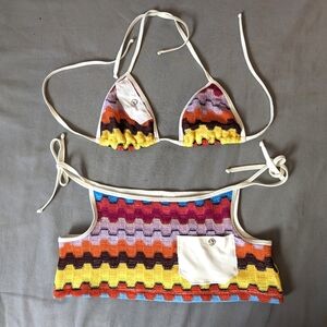 Hustler Ltd Edition Chevron Crystal Button Pocket 2 Piece